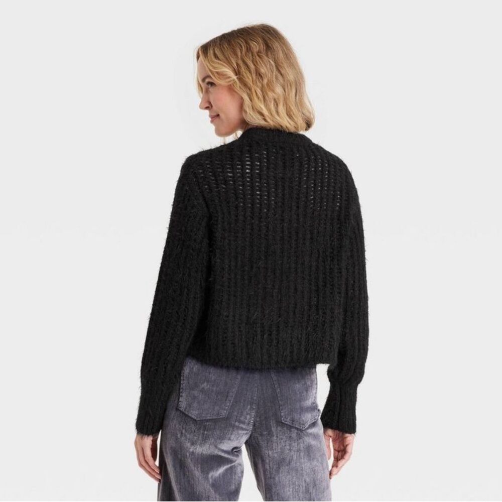 Universal Thread - Women's Crewneck Openwork Pullover Sweater - Unive Black - Picture 2 of 3